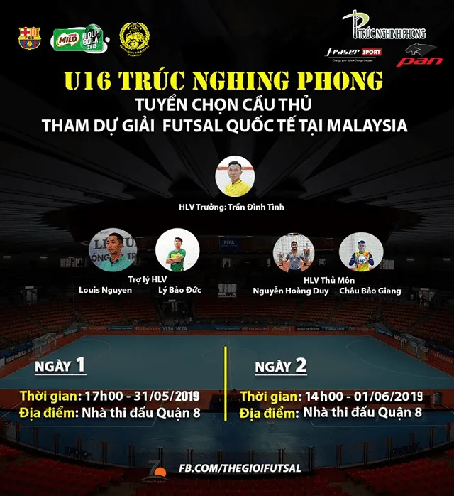 Cầu thủ U16 Trúc Nghinh Phong sẽ thi đấu tại Malaysia